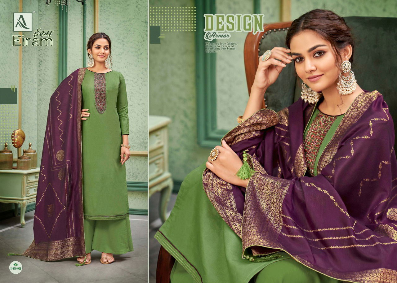 Alok Eiram Jam Cotton Fancy Festive Wear Fancy Embroidery Designer Dress Material